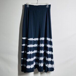 Tryst By Matthew Womens Navy Blue Elastic Waist Tie Dye Maxi Skirt Size Large